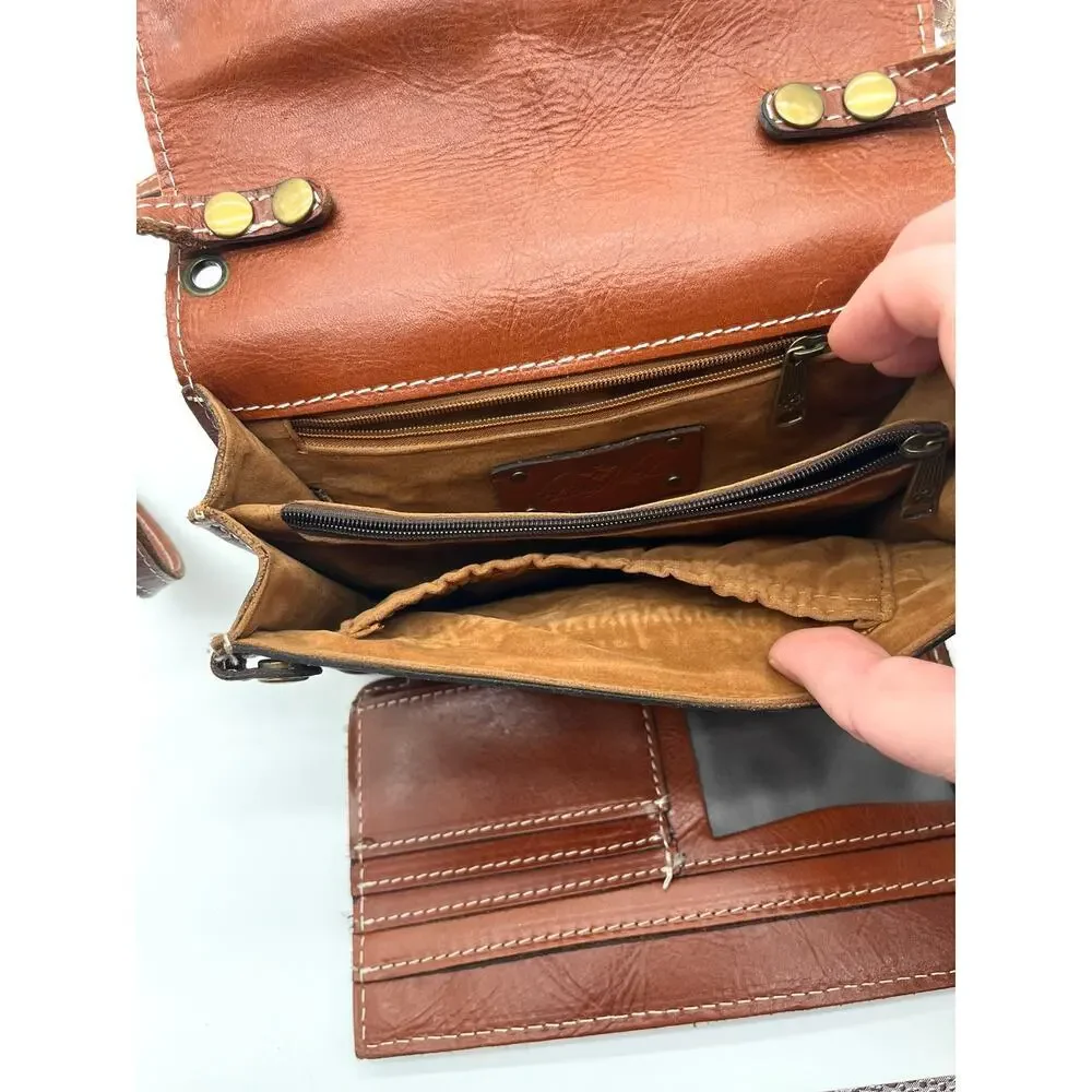 Patricia Nash Bianco Leather Crossbody Satchel , Brown